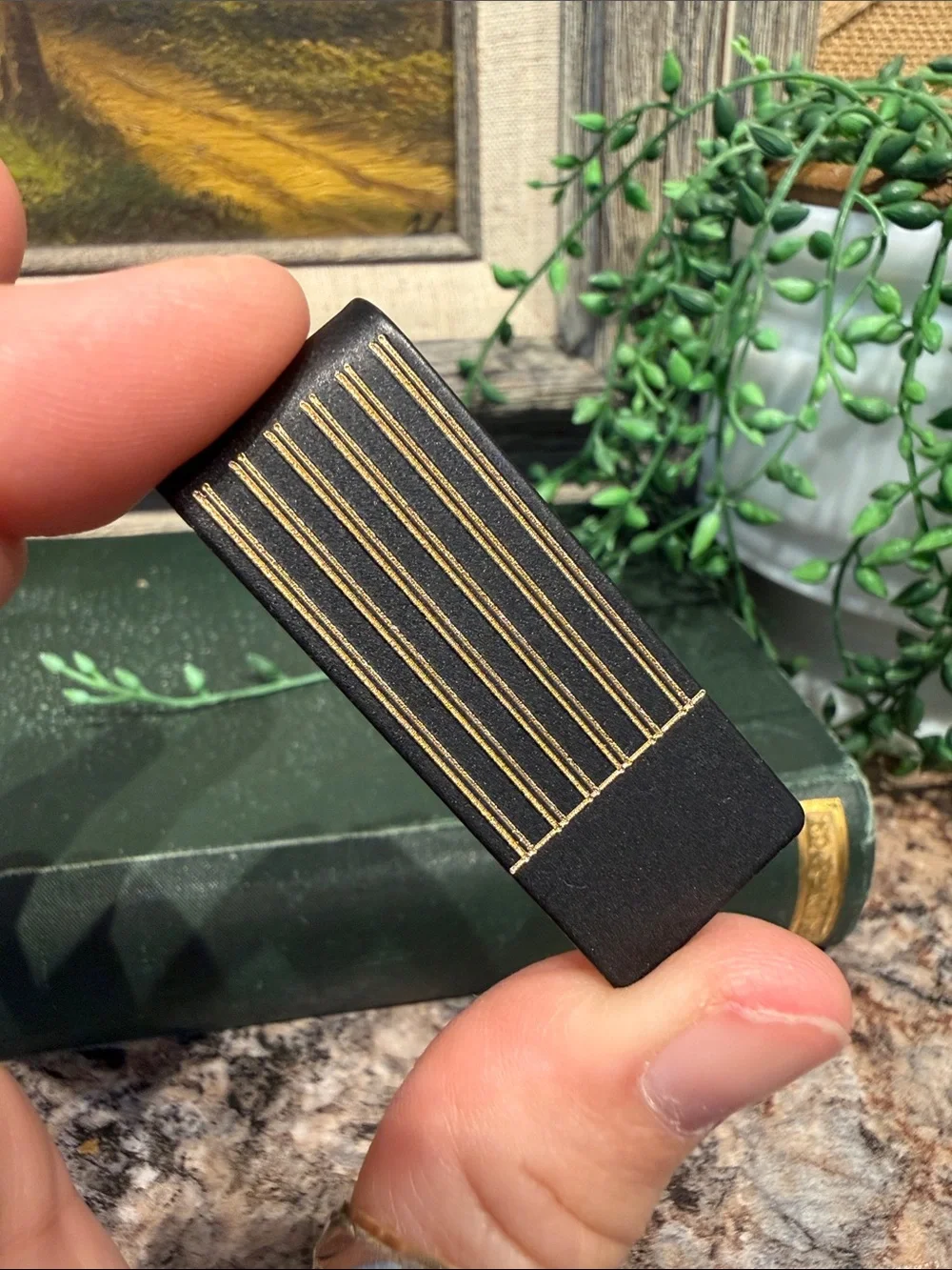 Black Money Clip with Gold Accent Stripes